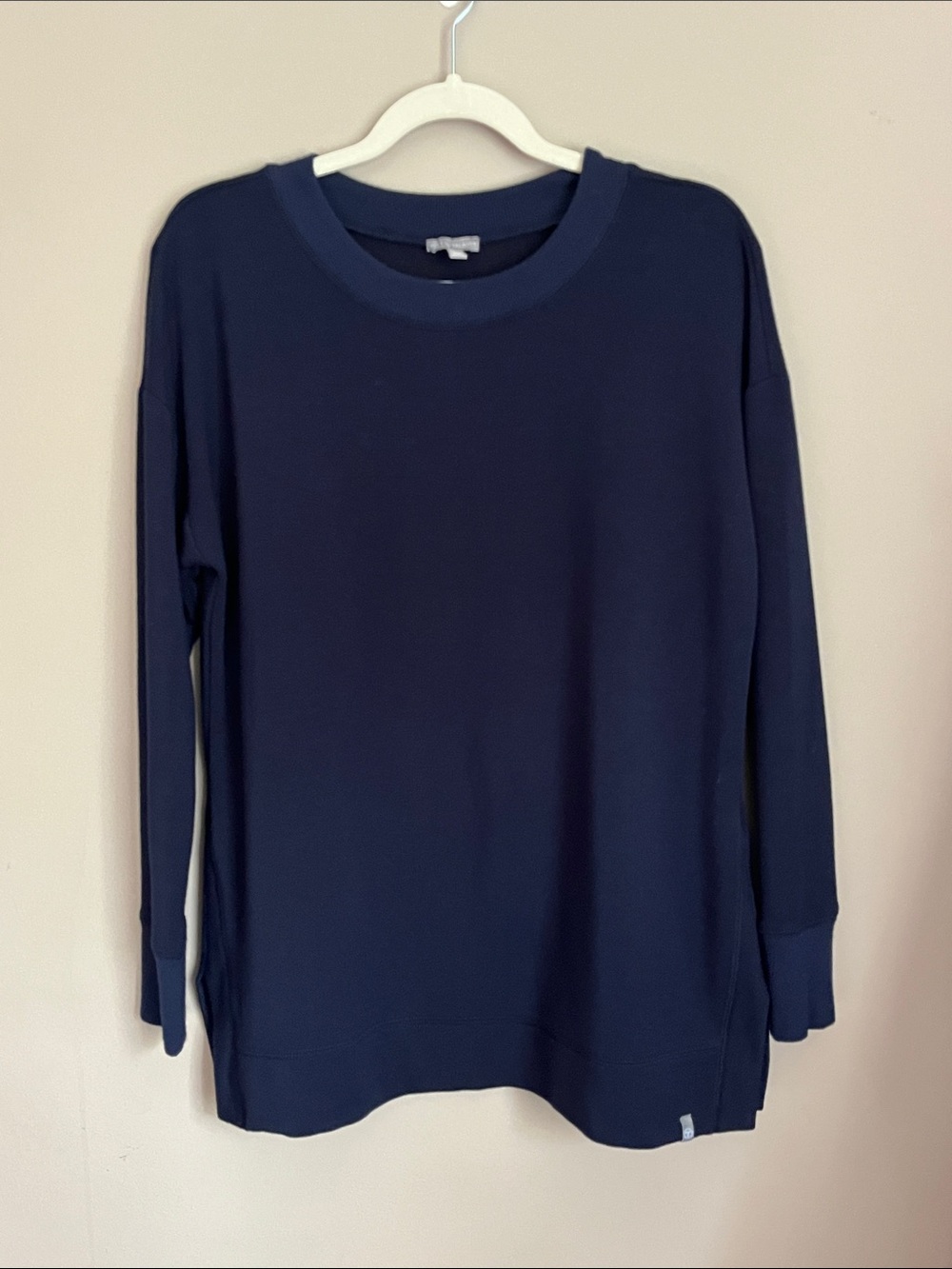 T by Talbots Navy Blue Crewneck Tunic Sweatshirt size large petite